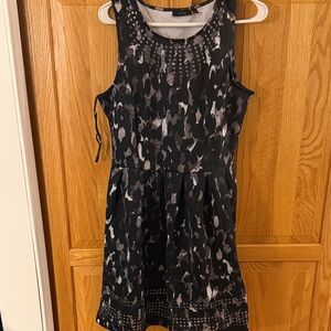 Apt. 9 Black and Gray Patterned Midi Dress